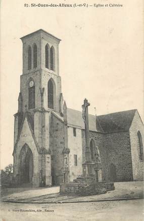 CPA FRANCE 35 "Saint Ouen des Alleux, Eglise et calvaire"