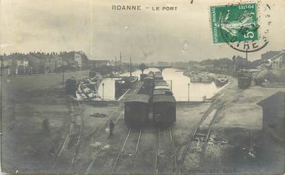 CPA FRANCE 42 "Roanne, le port" / TRAIN"