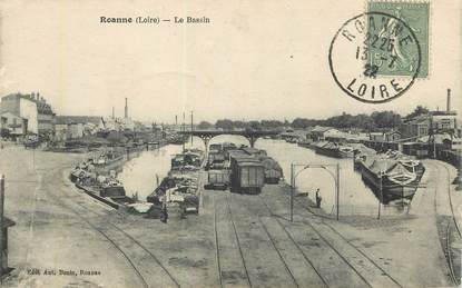 CPA FRANCE 42 "Roanne, le port"  / TRAIN"