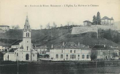 / CPA FRANCE 38 "Environs de Rives, Réaumont, l'église la mairie et le château