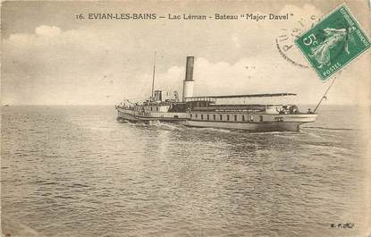 CPA FRANCE 74  "Evian les Bains, Lac Léman Bateau Major Davel"