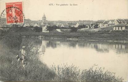 / CPA FRANCE 02 "Azy, vue générale, la gare"