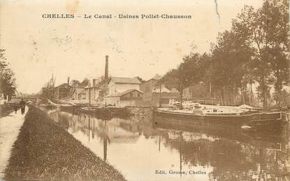 / CPA FRANCE 77 "Chelles, le canal, usines Poliet Chausson"