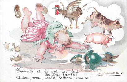 / CPA ILLUSTRATEUR MAUZAN "Perrette et le pot au lait"