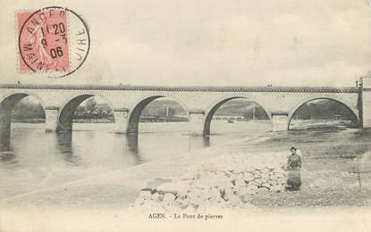 / CPA FRANCE 47 "Agen, le pont de Pierres"