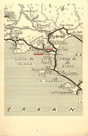 / CPA FRANCE 83 "Hyères et la presqu"ile de Giens" / CARTE GEOGRAPHIQUE