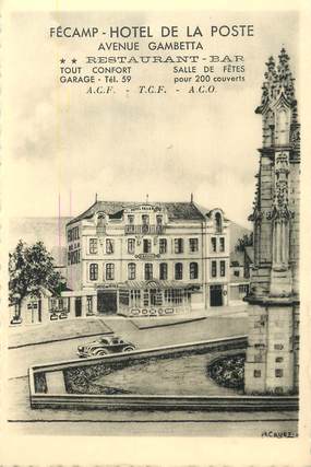 / CPSM FRANCE 76 " Fécamp, hôtel de la poste, av Gambetta"