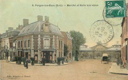 / CPA FRANCE 76 "Forges les Eaux, marché et halle aux veaux"