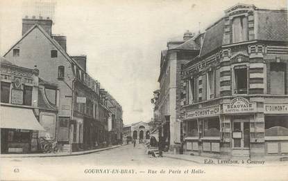 / CPA FRANCE 76 "Gournay en Bray, rue de Paris et Halle"