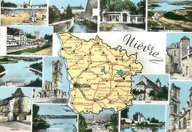 / CPSM FRANCE 58 "Nièvre" / CARTE GEOGRAPHIQUE