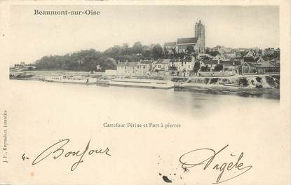 / CPA FRANCE 95 "Beaumont sur Oise, carrefour Périne et port à Pierres"
