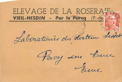 / CPSM FRANCE 62 "Vieil Hesdin, Par la Parcq, élevage de la Roseraie" / CARTE PUBLICITAIRE