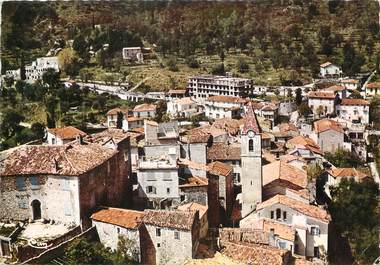 / CPSM FRANCE 06  "Gorbio, vue pittoresque aérienne et le vieux château"