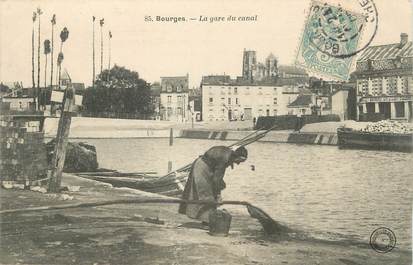 / CPA FRANCE 18 "Bourges, la gare du canal"