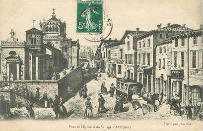 / CPA FRANCE 01 "Vues de l'église et du village d'Ars"