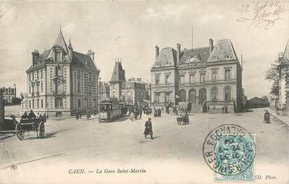 CPA FRANCE 14 "Caen, la Gare Saint Martin" / TRAMWAY