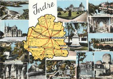 / CPSM FRANCE 36 "Indre" / CARTE GEOGRAPHIQUE