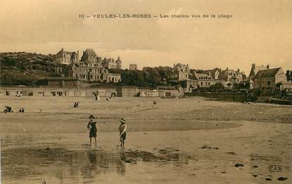 / CPA FRANCE 76 "Veules les Roses, les chalets vu de la plage"