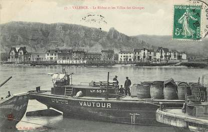 CPA FRANCE 26 "Valence, le Rhone et les villas des Granges" / BATELLERIE