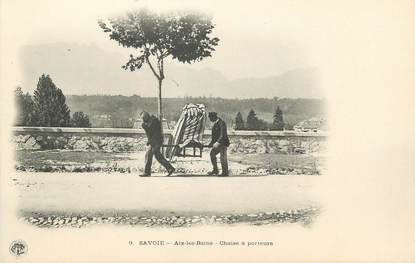 / CPA FRANCE 73 "Aix Les Bains, chaise à porteurs"