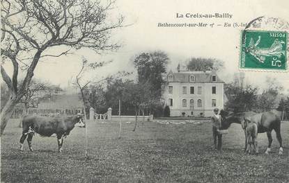  / CPA FRANCE 80 "La Croix au Bailly, Bethencourt sur mer" / VACHE / CHEVAL