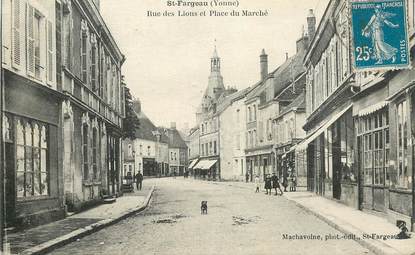 CPA FRANCE 89 "Saint Fargeau, rue des Lions et place du Marché"