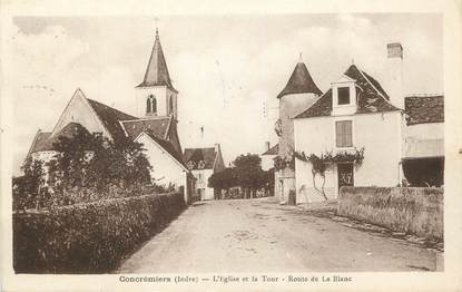  / CPA FRANCE 36 "Concrémiers, l'église et la tour, route de Le Blanc"