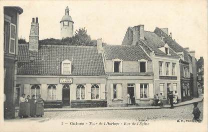 / CPA FRANCE 62 "Guines, tour de l'horloge, rue de l'église"