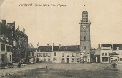 / CPA FRANCE 59 "Gravelines, mairie, Beffroi, Caisse d'épargne" / CE / BANQUE