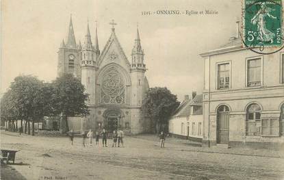 / CPA FRANCE 59 "Onnaing, église et mairie"