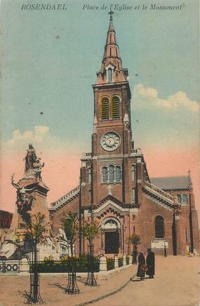 CPA FRANCE 59  " Rosendael, place de l'Eglise et le monument aux morts"