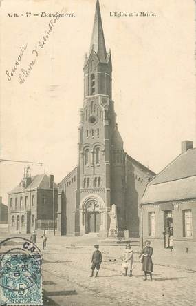 CPA FRANCE 59  " Escaudoeuvres, l'Eglise et la mairie"