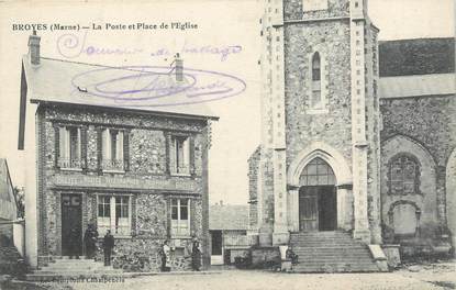 / CPA FRANCE 51 "Brroyes, la poste et place de l'église"