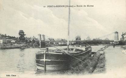 / CPA FRANCE 51 "Port à Binson, bords de Marne" / PENICHE