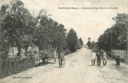 / CPA FRANCE 51 "Sauvage, entrée du pays, route de Romilly"