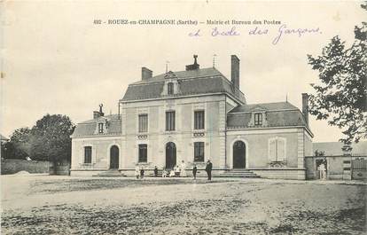 CPA FRANCE 72 "Rouez en Champagne, mairie et bureau des postes"