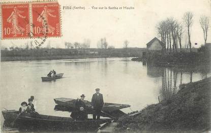 CPA FRANCE 72 "Fillé, vue sur la Sarthe et le Moulin"