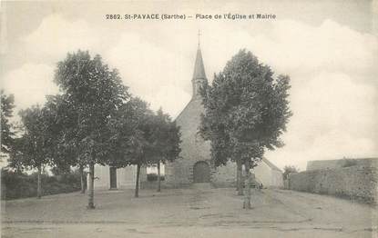 CPA FRANCE 72 "Saint Pavace, Place de l'Eglise et mairie"