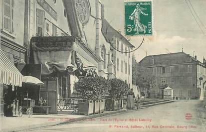 / CPA FRANCE 73 "Saint Génix sur Guiers, place de l"église et hôtel Labully"