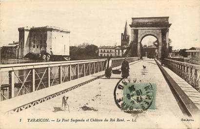 CPA FRANCE 13 "Tarascon, le chateau du roi René et le pont suspendu"