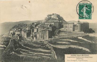 / CPA FRANCE 06 "Ascros, vue générale et ruines du vieux château féodal"