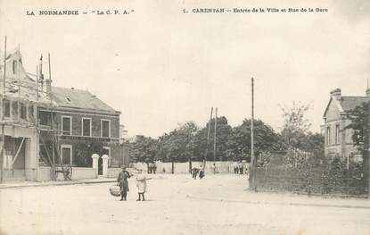 CPA FRANCE 50 "Carentan, Entrée de la ville et rue de la Gare"