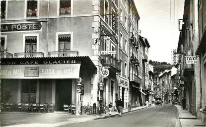 CPSM FRANCE 07 "Vals les Bains, Hotel de la Poste et rue Jean Jaurès"