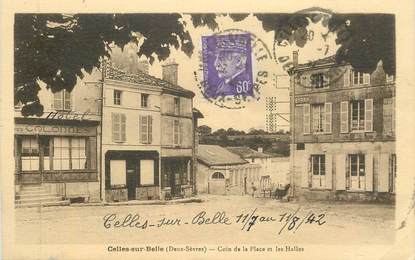 CPA FRANCE 79 "Celle sur Belle, un coin de la Place et les Halles