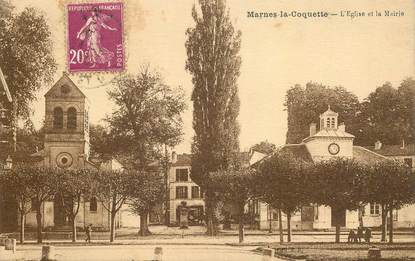 CPA FRANCE 92 "Marnes la  Coquette, L'Eglise et la Mairie"