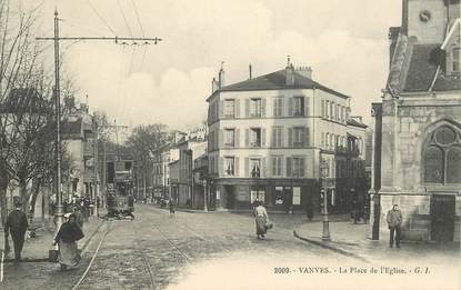 CPA FRANCE 92 "Vanves, la place de l'Eglise" / TRAMWAY