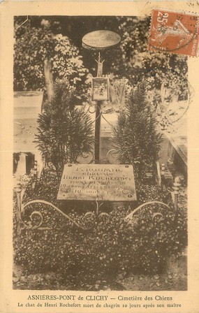 / CPA FRANCE 92 "Asnières Pont de Clichy, cimetière des chiens" / CHAT