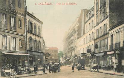 / CPA FRANCE 92 "Asnières, rue de la station"