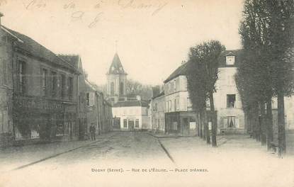 CPA FRANCE 93 "Dugny, rue de l'Eglise, Place d'Armes"