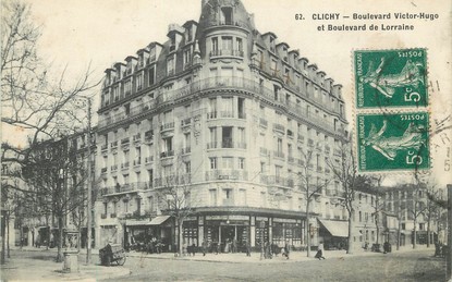 / CPA FRANCE 92 "Clichy, Boulevard Victor Hugo et Bld de la Lorraine"